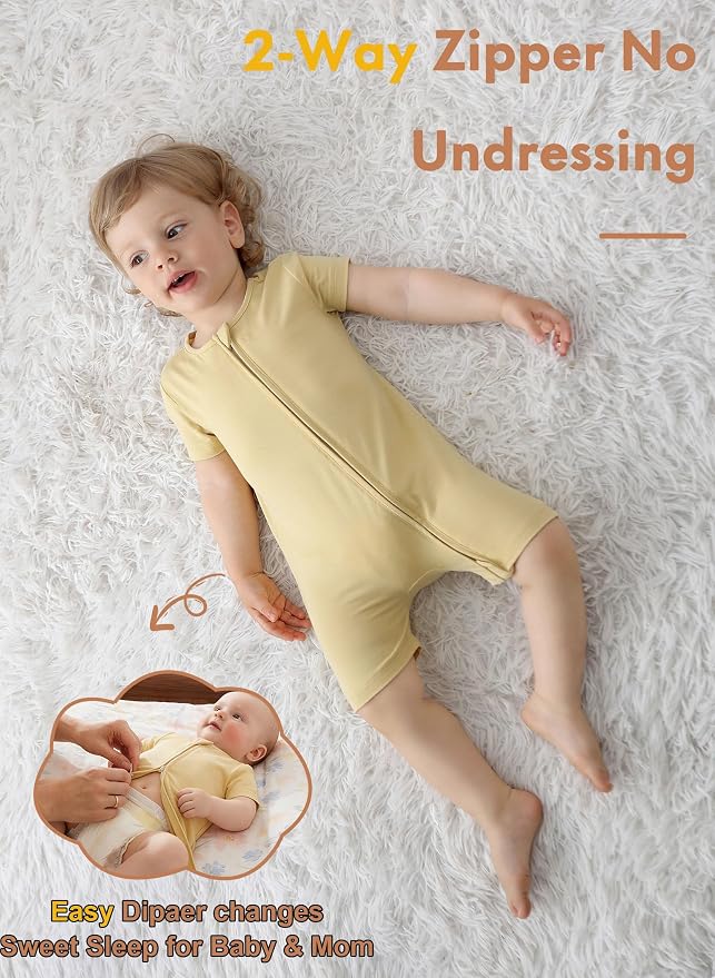 JunNeng Short Sleeve Romper, Rayon from Bamboo Baby Boy Sleeper Jumpsuit - Image 4
