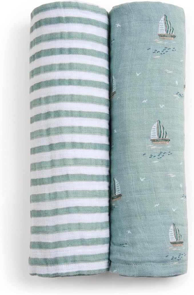 aden + anais Boutique Organic Cotton Muslin Swaddle 2 Pack, Breathable Baby by adenanais