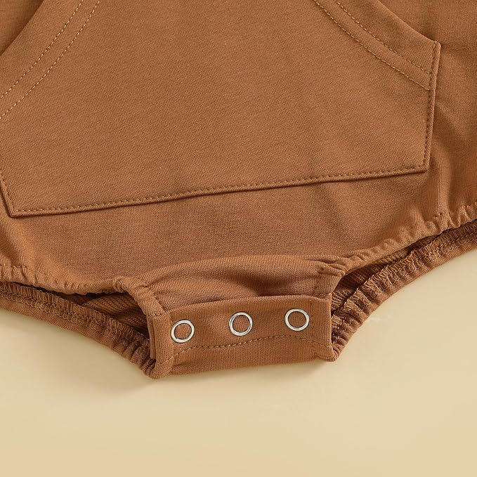 Baby Girl Boy Hooded Sweatshirt Long Sleeve Solid Color Romper Infant Baby Fall - Image 7