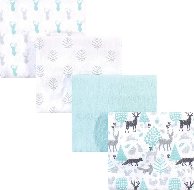 Hudson Baby Unisex Baby Cotton Flannel Receiving Blankets, Linocut Woodland by HudsonBaby