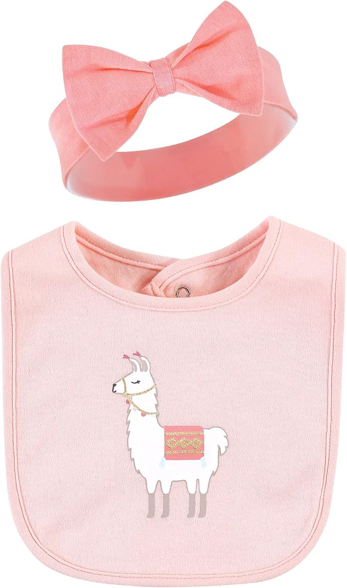 Hudson Baby Unisex Baby Cotton Bib and Headband Set - Image 3