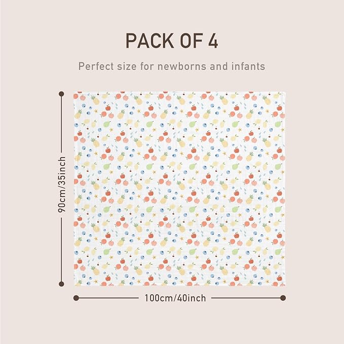 GLLQUEN BABY Muslin Swaddle Blankets 4Pk Receiving Blanket Large 35" x 40" | - Image 6