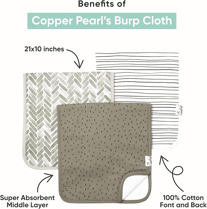 Copper Pearl Baby Burp Cloth Large 21''x10'' Size Premium Absorbent Triple - Image 2