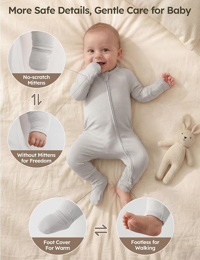 Yoofoss Viscose From Bamboo Baby Pajamas Footless & Footed baby Sleepers - Image 5