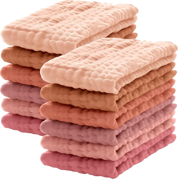 Lovely Care 12 Pack Muslin Burp Cloths 100% Cotton Muslin Cloths Large by Lovely+Care