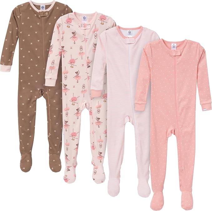 Gerber Baby Girls 4-pack Footed Pajamas by Gerber