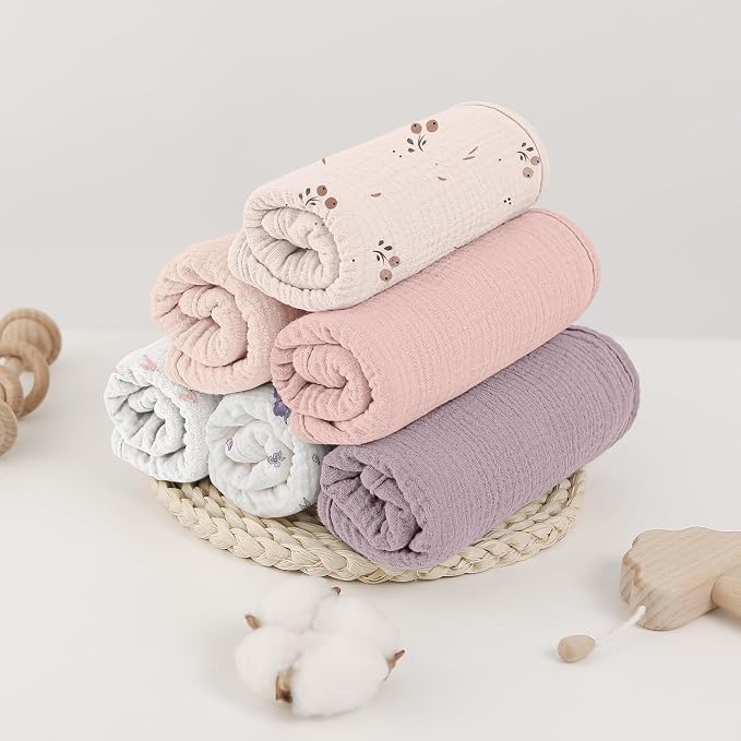Bearmoss Muslin Burp Cloths, 100% Cotton Baby Burping Clothes, Large Extra Soft - Image 6