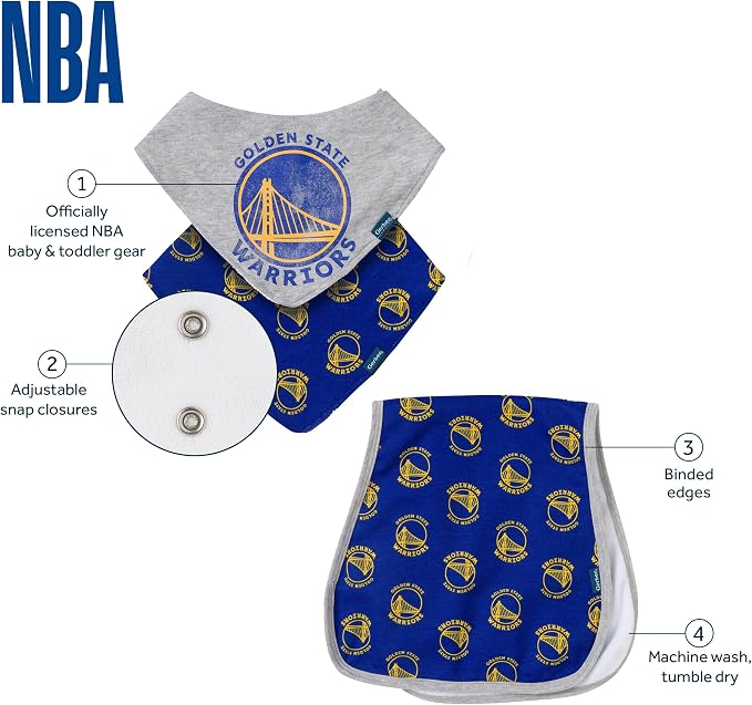 Gerber Baby NBA Bandana Bib and Burp Cloth Set - Image 6