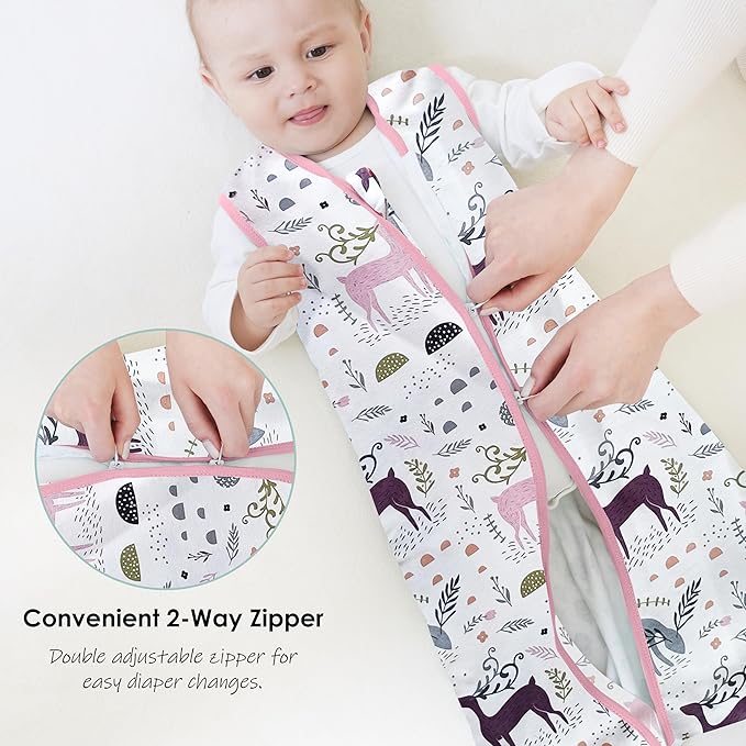 Cute Castle Baby Sleep Sack 18-24 Months - Lightweight 100% Cotton 2-Way Zipper TOG 0.5 Infant Wearable Blanket, Newborn Essentials Toddler Sleep Clothes (3 Pack Pink)