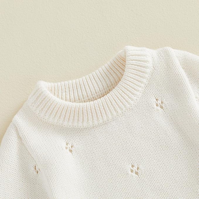 Mubineo Baby Girl Fall Winter Clothes Basic Plain Cute Sweater Romper Outfit - Image 5