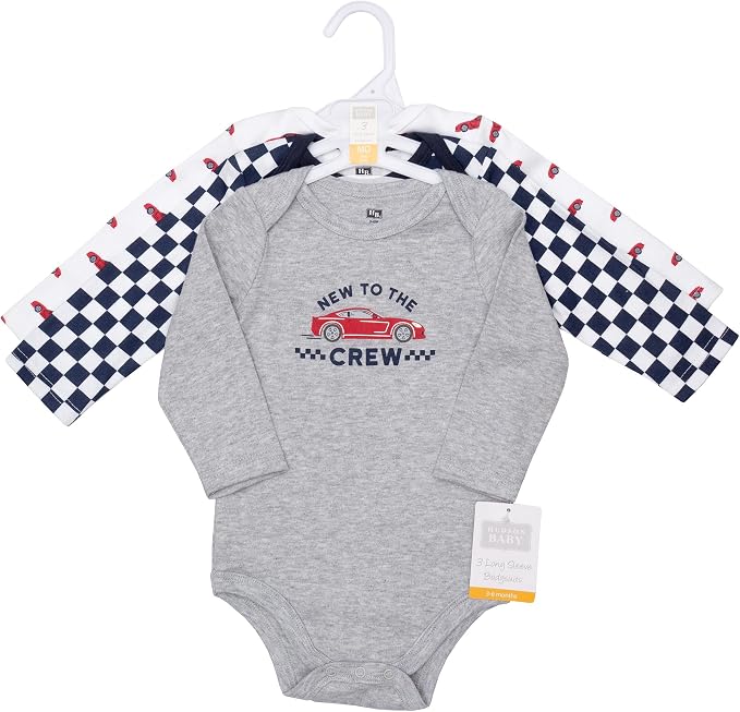 Hudson Baby baby-boys Cotton Long-sleeve Bodysuits 3-pack - Image 2