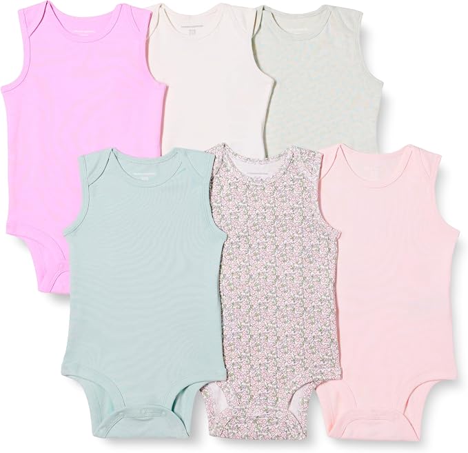Amazon Essentials Unisex Babies' Sleeveless Cotton Rib Bodysuits by AmazonEssentials