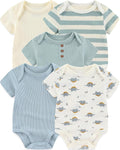 Baby Bodysuits Ribbed Mix Summer Newborn Boy Girl Clothes 5-pack | Multiple by ZAVBABY