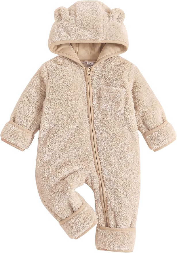 Jecson Baby Snowsuit Newborn Bear Hooded Fleece Outfit Baby Clothes 0M-12M by WarmthLoveinStitches