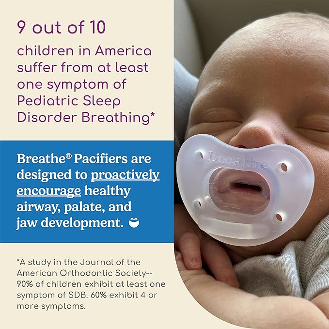 Breathe Baby Pacifier – Patented Design for Natural Oral & Facial Development - BPA-Free, Latex-Free, Pediatrician Developed - Dishwasher Safe 2 Pack (Stage 3: 7-12 Months)