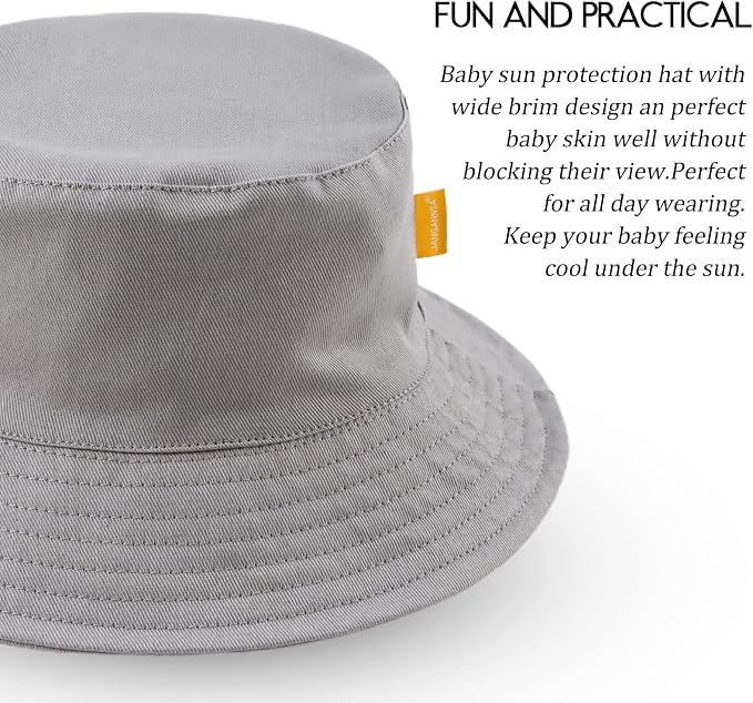 JANGANNSA Cotton Baby Sun Hat Infant Toddler Boys Girls Bucket Hats Summer Sun - Image 3