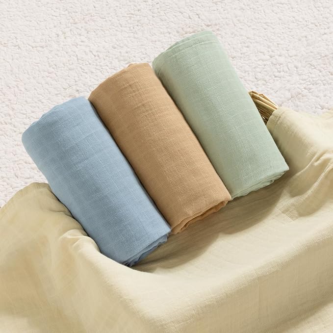 david's kids 4 Pack Baby Muslin Swaddle Blankets 47" x 47", 100% Cotton Swaddle - Image 5