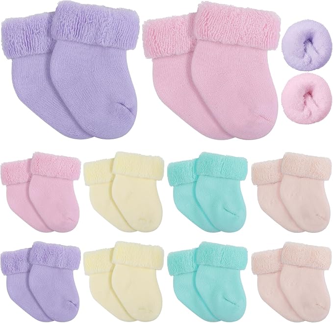 Twistover 10 Pairs Preemie Cotton Turn Cuff Socks by Twistover