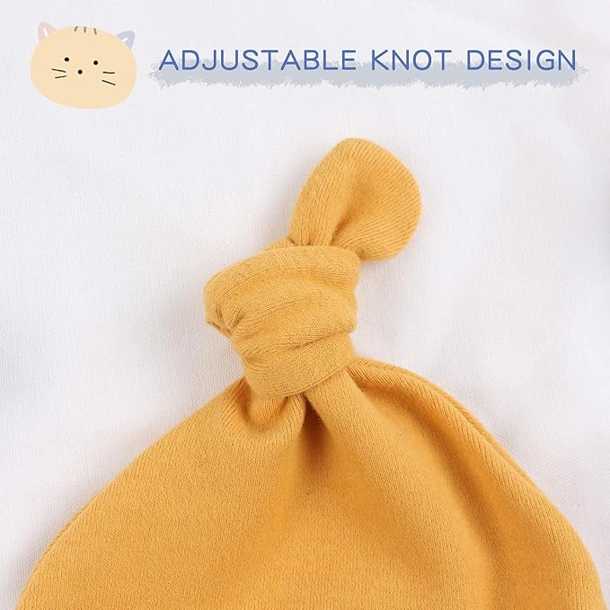 JANGANNSA Newborn Baby Hat Infant Baby Boys Beanie Top Knot Stretchy Hats for Girls 100% Organic Cotton