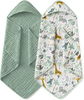 Yoofoss Hooded Baby Bath Towels 2 Pack 100% Muslin Organic Cotton by YOOFOSS