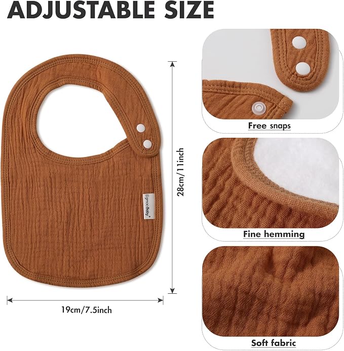 Muslin Baby Bibs for Drooling and Teething, Bibs for Boys Girls | Soft Cotton - Image 6
