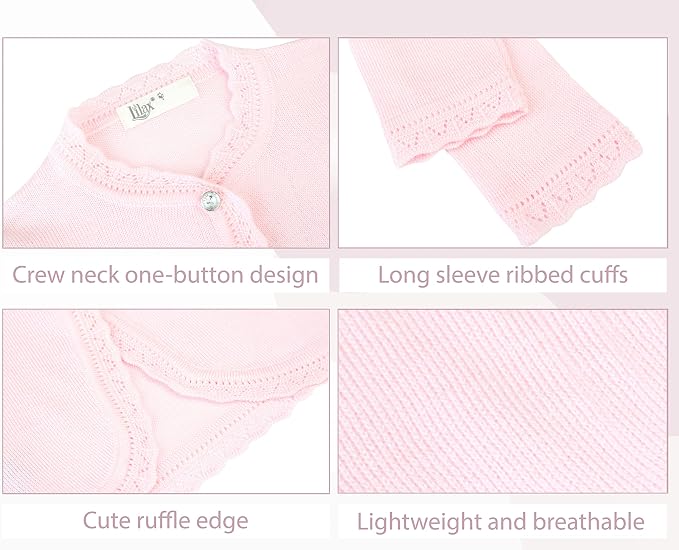 Lilax Little Girls' Knit Long Sleeve Button Closure Bolero Cardigan Shrug - Image 6