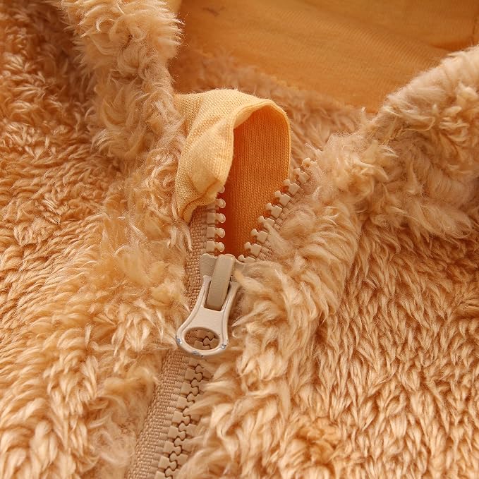 Baby Furry Jumpsuit Infant Bear Onesies Zipper Long Sleeve One-Piece Romper - Image 3