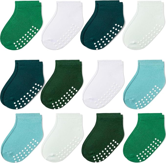 Baby Non-Slip Ankle Socks 12 Pack Soft Cotton by JAKIDAR