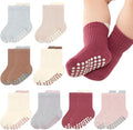 8 Pairs Baby Toddler Socks Non-Slip Grip Socks by QHANSHIEE