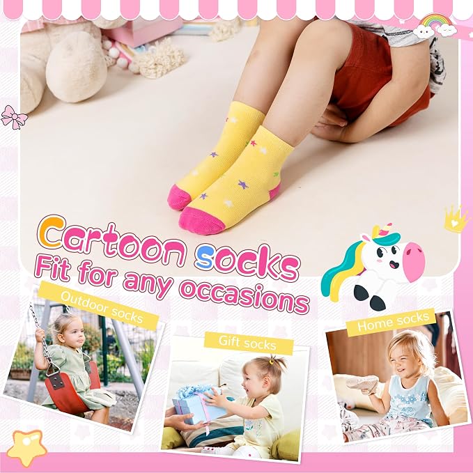 Toddler Non Slip Grips Socks Kids Anti Skid Baby Boys Girls Cotton Crew Socks - Image 2