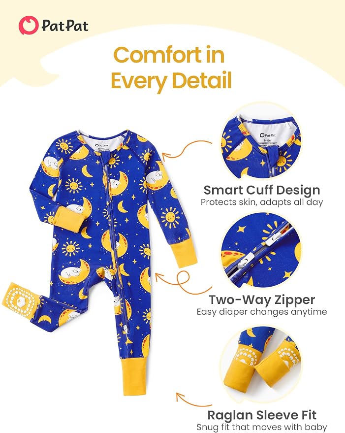 PATPAT Organic Cotton Baby Footie Pajamas - Image 5