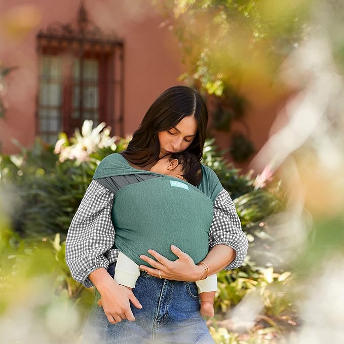Moby Baby Wrap Carrier Reversible for Newborns to Toddlers (8-33lbs), Infant Sling Carrier, Ultra Lightweight & Hands Free Design, Adjustable for All Body Types (Jade/Grey)