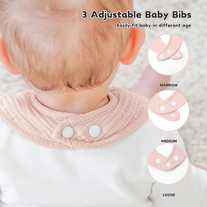 Susurration Muslin Baby Drool Bibs 10Pack Soft Square Adjustable Bandana Bibs - Image 4
