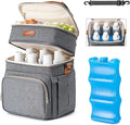 Insulated Breastmilk Cooler Bag with Ice Pack - Holds 6x9oz Bottles, Leakproof Double Layer, Bottle Cooler Bag with Adjustable Strap for Nursing Moms, Daycare & Travel