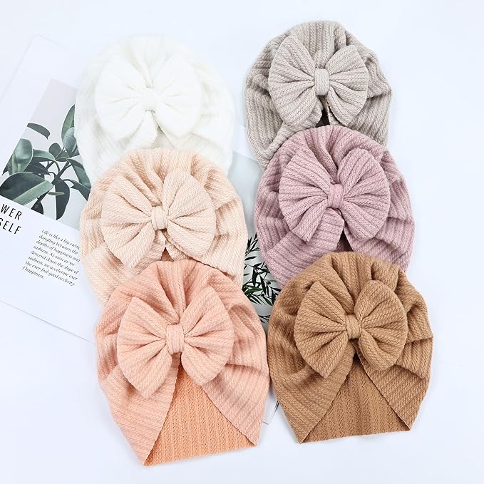 Cinaci 6 Pack Nursery Hospital Caps Bonnets Beanies Headwraps Turban Hats - Image 7