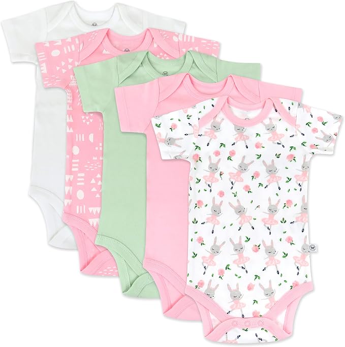 HonestBaby baby-girls 5-pack Short Sleeve Bodysuits One-piece 100% Organic by HonestBaby