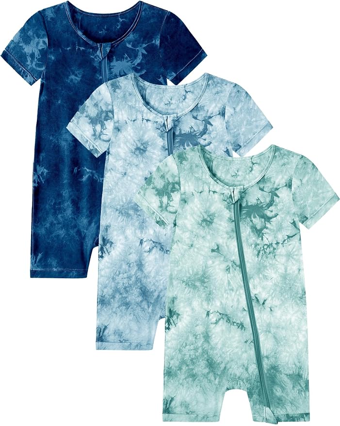Jimonda Baby Bamboo Viscose Tie Dye Rompers Girl/Boys 3pc Pjs | Premium Soft by JimondaBaby