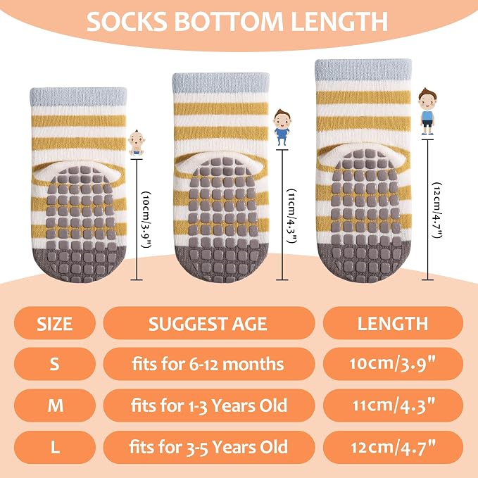 TRUEHAN 5 Pairs Toddler Non Slip Socks - Image 4