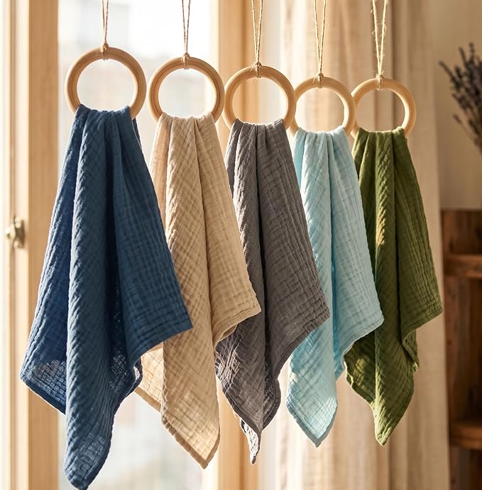 Muslin Receiving Blankets 5 Pack, Soft Swaddle Wraps - Image 9