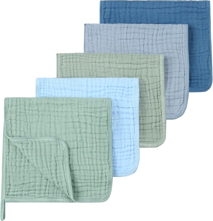 Muslin Burp Cloths 5 Pack Large 20x12 inches Baby Burping Cloths, 6-Layer 100% by Unknown