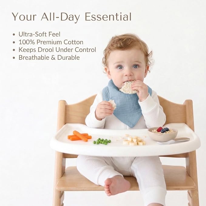 Konssy 10 Pack Baby Muslin Bandana Bibs - Image 6