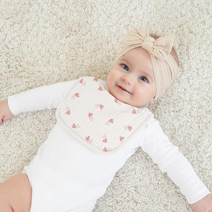 Bearmoss Baby Bibs for Drooling and Teething 100% Cotton Muslin Bibs | 8 - Image 5