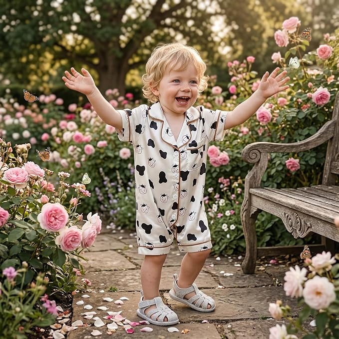 Kuriozud Baby Girl Boy Romper Pajamas Onesie Short Sleeve Button Down Pjs - Image 3