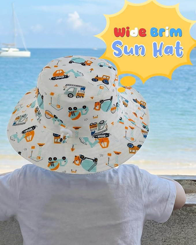 Baby Sun Hat Kids Summer Sun Protection Toddler Bucket Hat Wide Brim Adjustable - Image 5