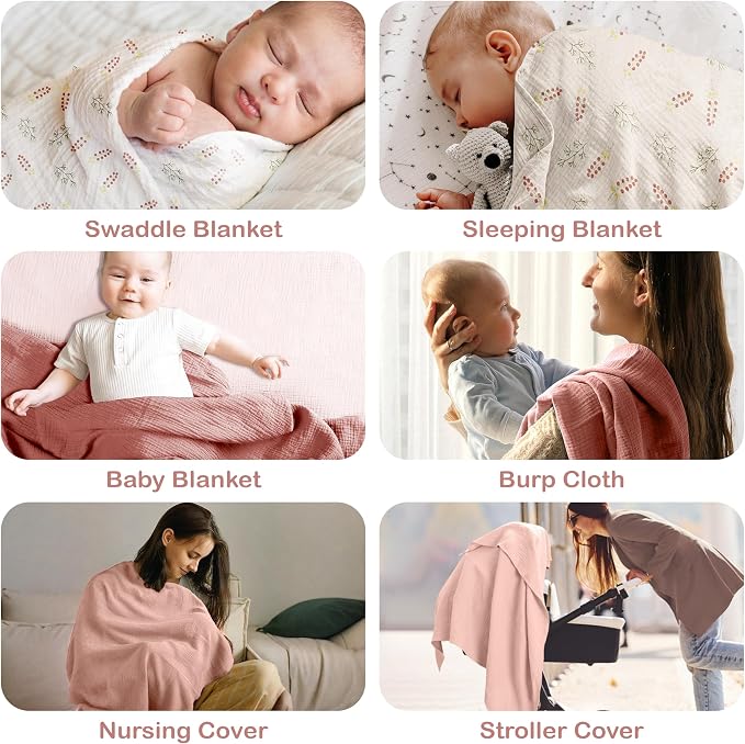 100% Organic Cotton 3 PK Baby Muslin Blanket Girl Gift 38x40 Inch | Oeko-TEX - Image 8