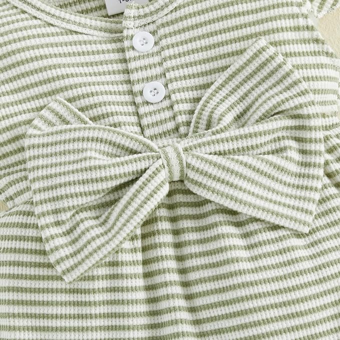 YINGISFITM Newborn Baby Girl Summer Clothes Short Sleeve Bubble Romper Bow - Image 7