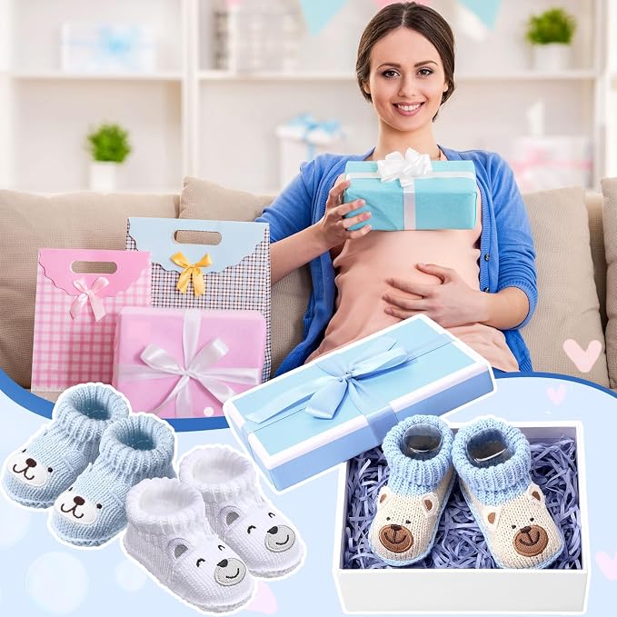 Evervibe 3 Pair Knitted Baby Booties | 100% Cotton, 0-6 Months Newborn - Image 5