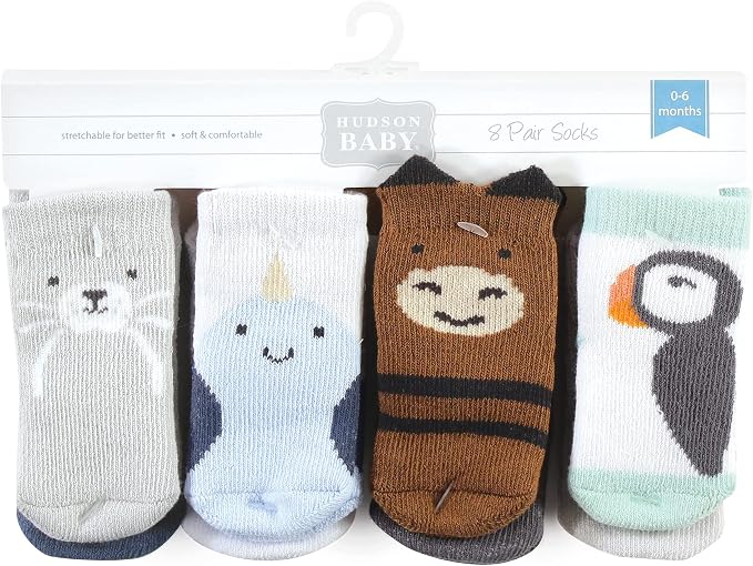 Hudson Baby Baby 8-pack Cotton Rich Newborn and Terry Socks - Image 2