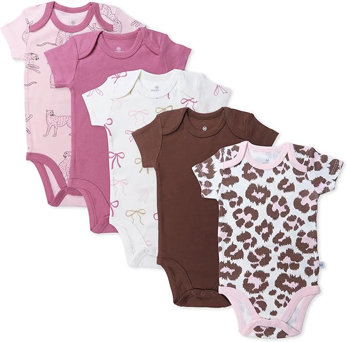 HonestBaby baby-girls 5-pack Short Sleeve Bodysuits One-piece 100% Organic by HonestBaby