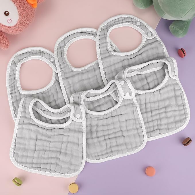 Accmor Muslin Baby Bibs, 6 Pack Soft Cotton Baby Bandana Drool Bibs - Image 7